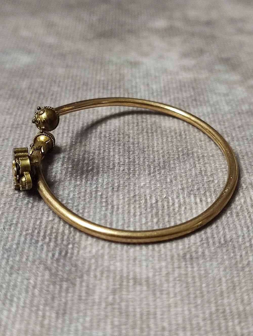 Pulled Pair of Gold Tone Goldtone Victorian Children's Classic Bracelets Vintage